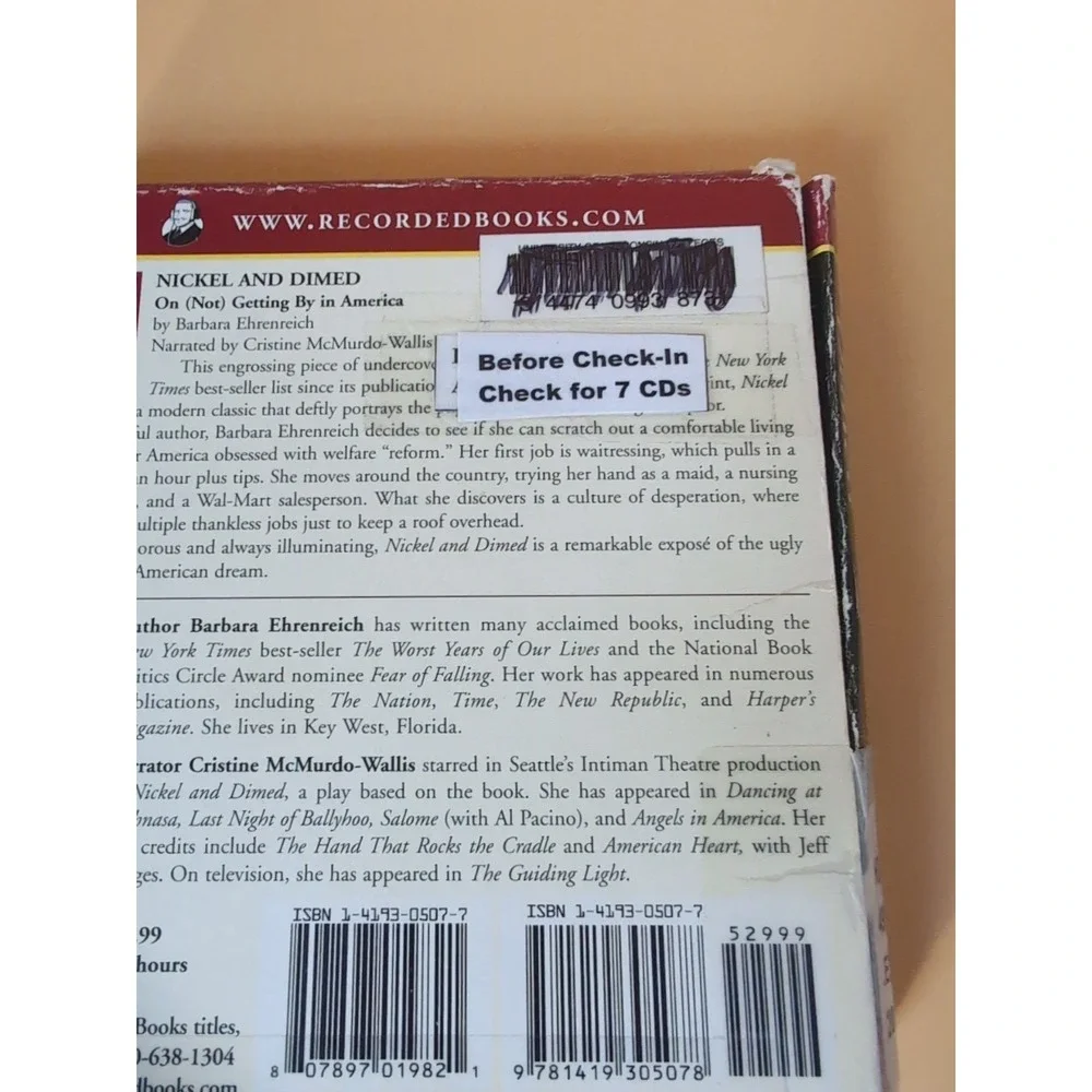 Nickel and Dimed : On (Not) Getting by in‎ America by Barbara Ehrenreich...